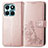 Coque Portefeuille Fleurs Livre Cuir Etui Clapet pour Huawei Honor X6a Or Rose