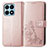 Coque Portefeuille Fleurs Livre Cuir Etui Clapet pour Huawei Honor X8a 4G Or Rose