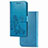 Coque Portefeuille Fleurs Livre Cuir Etui Clapet pour Huawei Mate 40 Bleu