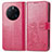 Coque Portefeuille Fleurs Livre Cuir Etui Clapet pour Huawei Mate 50 Pro Rose Rouge