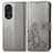 Coque Portefeuille Fleurs Livre Cuir Etui Clapet pour Huawei Nova 9 Gris