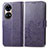 Coque Portefeuille Fleurs Livre Cuir Etui Clapet pour Huawei P50 Violet