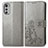 Coque Portefeuille Fleurs Livre Cuir Etui Clapet pour Motorola Moto E32 Gris