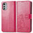 Coque Portefeuille Fleurs Livre Cuir Etui Clapet pour Motorola Moto E32s Rouge