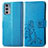 Coque Portefeuille Fleurs Livre Cuir Etui Clapet pour Motorola Moto Edge 20 5G Bleu