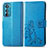 Coque Portefeuille Fleurs Livre Cuir Etui Clapet pour Motorola Moto Edge 30 5G Bleu