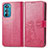 Coque Portefeuille Fleurs Livre Cuir Etui Clapet pour Motorola Moto Edge 30 5G Rouge