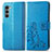 Coque Portefeuille Fleurs Livre Cuir Etui Clapet pour Motorola Moto Edge S30 5G Bleu