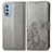 Coque Portefeuille Fleurs Livre Cuir Etui Clapet pour Motorola Moto G51 5G Gris