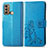 Coque Portefeuille Fleurs Livre Cuir Etui Clapet pour Motorola Moto G60 Bleu