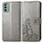 Coque Portefeuille Fleurs Livre Cuir Etui Clapet pour Nokia G22 Gris