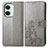 Coque Portefeuille Fleurs Livre Cuir Etui Clapet pour OnePlus Nord 3 5G Gris