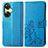 Coque Portefeuille Fleurs Livre Cuir Etui Clapet pour OnePlus Nord CE 3 5G Bleu