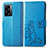 Coque Portefeuille Fleurs Livre Cuir Etui Clapet pour OnePlus Nord N300 5G Bleu