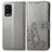 Coque Portefeuille Fleurs Livre Cuir Etui Clapet pour Oppo A54 4G Gris