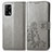 Coque Portefeuille Fleurs Livre Cuir Etui Clapet pour Oppo A74 4G Gris