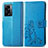 Coque Portefeuille Fleurs Livre Cuir Etui Clapet pour Oppo K10 5G India Bleu