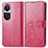 Coque Portefeuille Fleurs Livre Cuir Etui Clapet pour Oppo Reno10 5G Rose Rouge