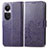 Coque Portefeuille Fleurs Livre Cuir Etui Clapet pour Oppo Reno10 5G Violet