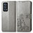 Coque Portefeuille Fleurs Livre Cuir Etui Clapet pour Oppo Reno6 Pro+ Plus 5G Gris