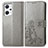 Coque Portefeuille Fleurs Livre Cuir Etui Clapet pour Oppo Reno7 A Gris