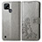 Coque Portefeuille Fleurs Livre Cuir Etui Clapet pour Realme C21Y Gris