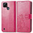 Coque Portefeuille Fleurs Livre Cuir Etui Clapet pour Realme C25Y Rose Rouge