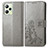 Coque Portefeuille Fleurs Livre Cuir Etui Clapet pour Realme C35 Gris