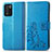 Coque Portefeuille Fleurs Livre Cuir Etui Clapet pour Realme Q3s 5G Bleu