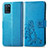 Coque Portefeuille Fleurs Livre Cuir Etui Clapet pour Realme V11s 5G Bleu