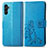 Coque Portefeuille Fleurs Livre Cuir Etui Clapet pour Samsung Galaxy A04s Bleu