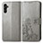 Coque Portefeuille Fleurs Livre Cuir Etui Clapet pour Samsung Galaxy A04s Gris