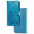 Coque Portefeuille Fleurs Livre Cuir Etui Clapet pour Samsung Galaxy A21 European Bleu