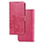 Coque Portefeuille Fleurs Livre Cuir Etui Clapet pour Samsung Galaxy A21 European Rouge