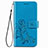 Coque Portefeuille Fleurs Livre Cuir Etui Clapet pour Samsung Galaxy A22 4G Bleu