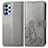 Coque Portefeuille Fleurs Livre Cuir Etui Clapet pour Samsung Galaxy A23 5G Gris