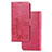 Coque Portefeuille Fleurs Livre Cuir Etui Clapet pour Samsung Galaxy A72 5G Rouge