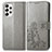 Coque Portefeuille Fleurs Livre Cuir Etui Clapet pour Samsung Galaxy A73 5G Gris