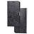 Coque Portefeuille Fleurs Livre Cuir Etui Clapet pour Samsung Galaxy F02S SM-E025F Noir