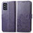 Coque Portefeuille Fleurs Livre Cuir Etui Clapet pour Samsung Galaxy F52 5G Violet