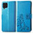 Coque Portefeuille Fleurs Livre Cuir Etui Clapet pour Samsung Galaxy F62 5G Bleu