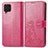 Coque Portefeuille Fleurs Livre Cuir Etui Clapet pour Samsung Galaxy F62 5G Rouge