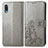 Coque Portefeuille Fleurs Livre Cuir Etui Clapet pour Samsung Galaxy M02 Gris