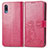 Coque Portefeuille Fleurs Livre Cuir Etui Clapet pour Samsung Galaxy M02 Rouge