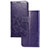 Coque Portefeuille Fleurs Livre Cuir Etui Clapet pour Samsung Galaxy M02s Violet