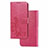 Coque Portefeuille Fleurs Livre Cuir Etui Clapet pour Samsung Galaxy M60s Rouge