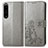 Coque Portefeuille Fleurs Livre Cuir Etui Clapet pour Sony Xperia 1 IV Gris