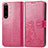 Coque Portefeuille Fleurs Livre Cuir Etui Clapet pour Sony Xperia 1 IV SO-51C Rouge