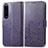 Coque Portefeuille Fleurs Livre Cuir Etui Clapet pour Sony Xperia 1 IV SO-51C Violet