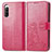 Coque Portefeuille Fleurs Livre Cuir Etui Clapet pour Sony Xperia 10 IV SO-52C Rouge